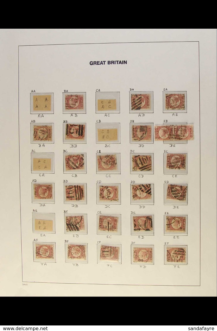 1870 ½d Rose-red, Plate 12, Almost Complete RECONSTRUCTION, Neatly Laid Out On Album Pages, Incl. Six Pairs, One An "X"  - Other & Unclassified