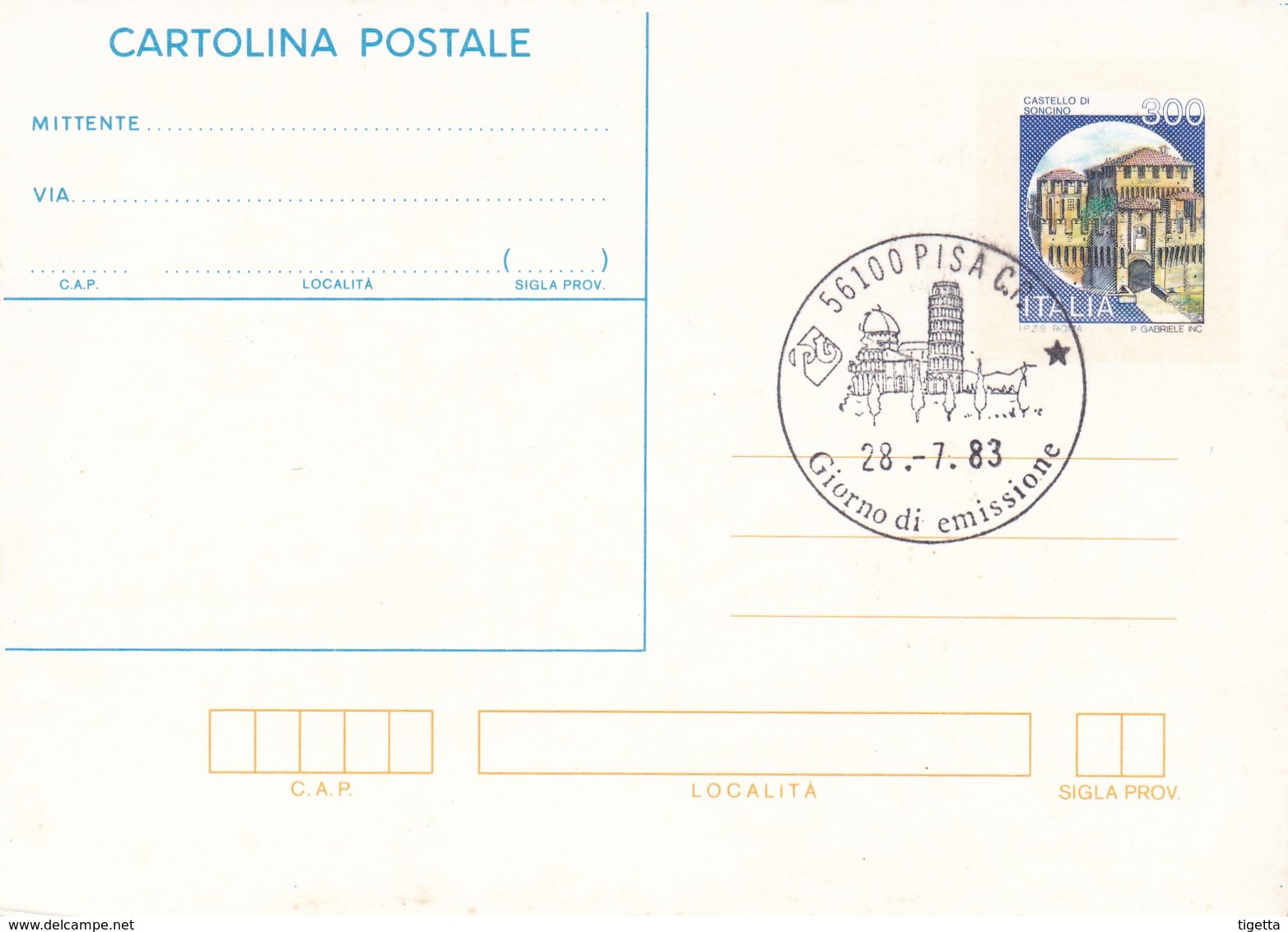 ITALIA REPUBBLICA CARTOLINA POSTALE CASTELLO DI SONCINO ANNO 1983 - Interi Postali