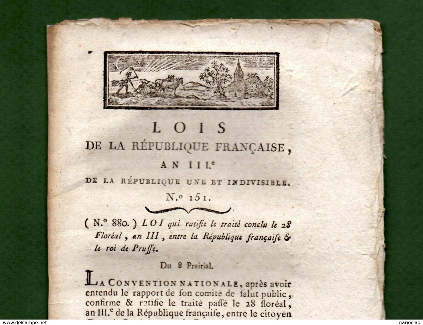 D-FR Révolution 1795 Traité De Paix Entre La République Française Et Le Roi De Prusse Et Plus Encore... - Documents Historiques