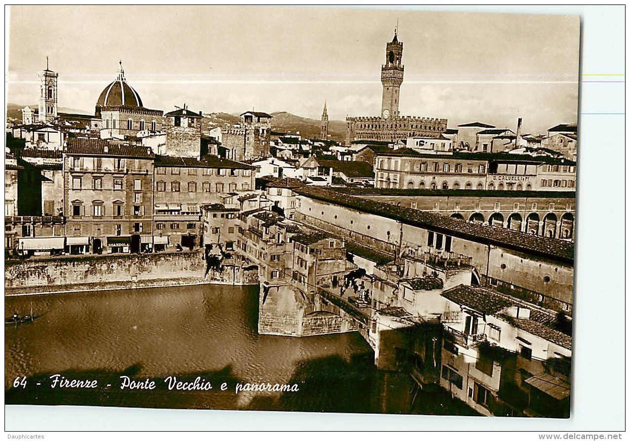 FLORENCE , FIRENZE -  1 Photo Ponte Vecchio Et  Panorama Dal Giardano Di Boboli + 2 CPA - Lire Descriptif  - 6 Scans - Firenze