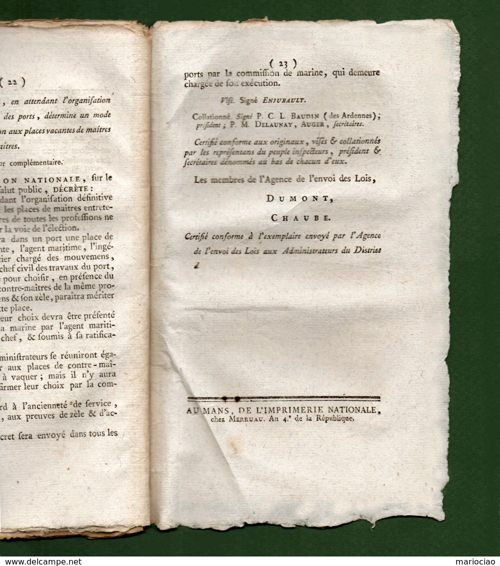 D-FR Révolution 1795 Loi Sur Les Moyens De Terminer La Révolution RARE - Documenti Storici