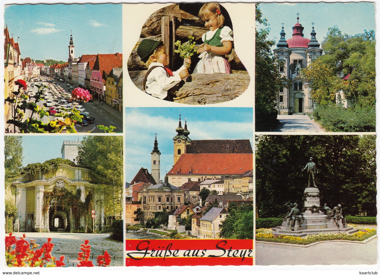 Steyr: FIAT 600 MULTIPLA, OPEL ADMIRAL & KADETT-B, VW 1200, MERCEDES W110 -  Stadtplatz  - (O-Ö, Austria) - Voitures De Tourisme