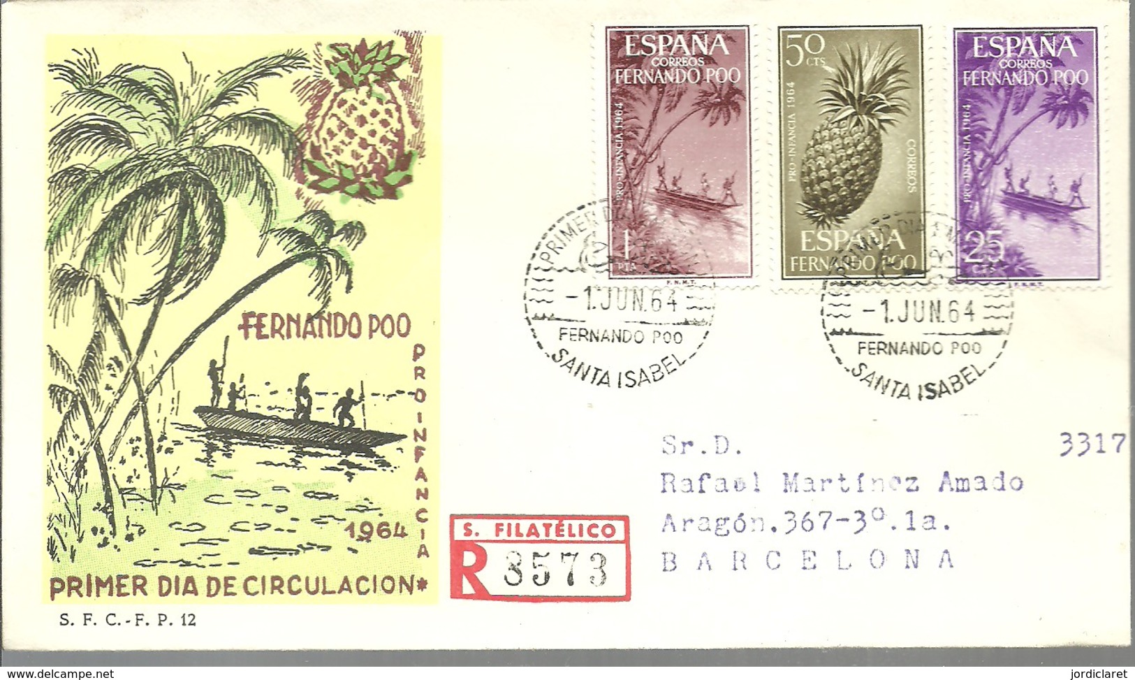 FDC 1964 CERTIFICADO - Fernando Poo