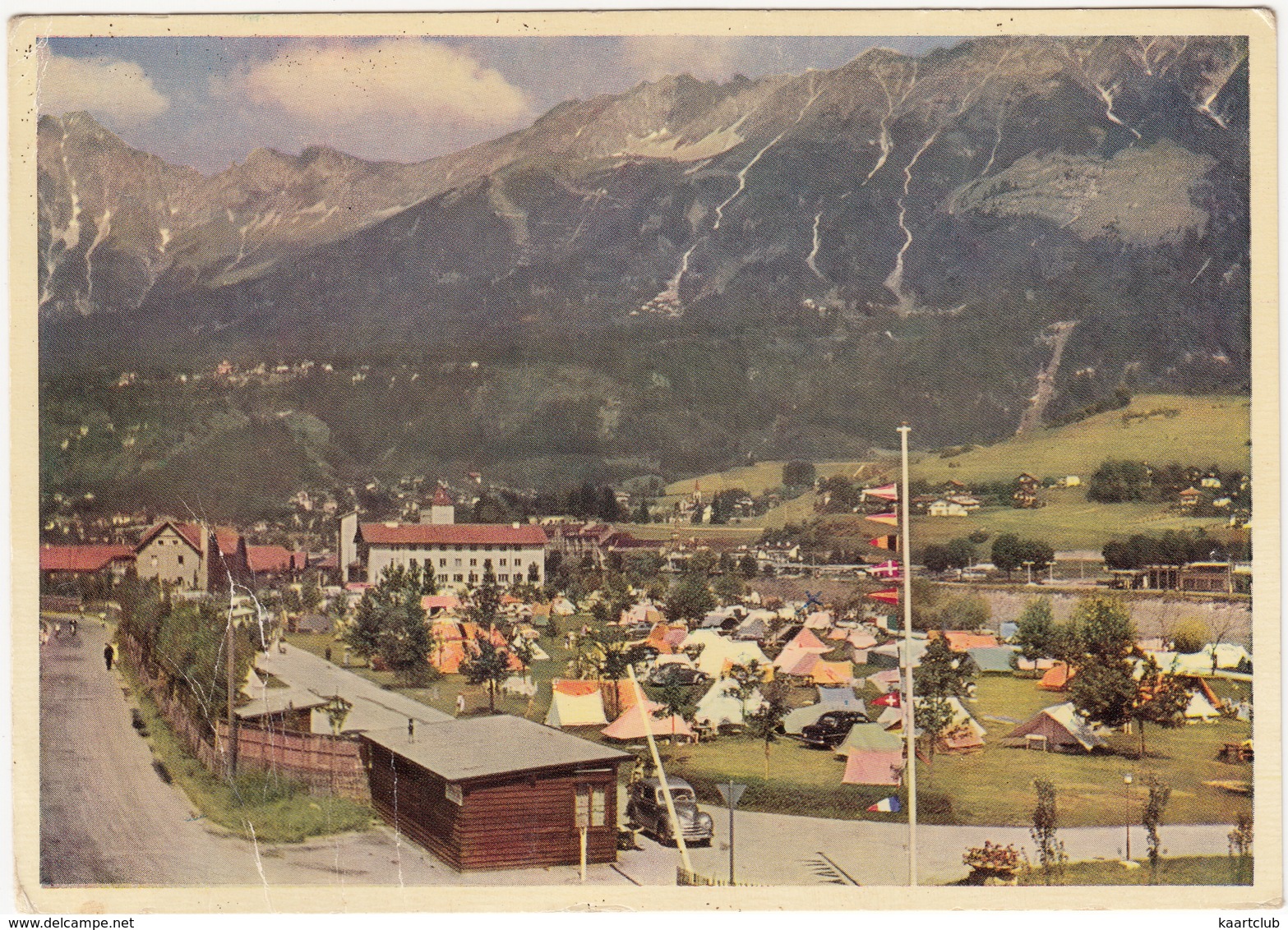 Innsbruck: FORD BUCKELTAUNUS & TAUNUS 12M P1, VW 1200 - Städt. CAMPINGPLATZ 'Reichenau', Am Inn Gelegen -(Tirol,Austria) - Voitures De Tourisme