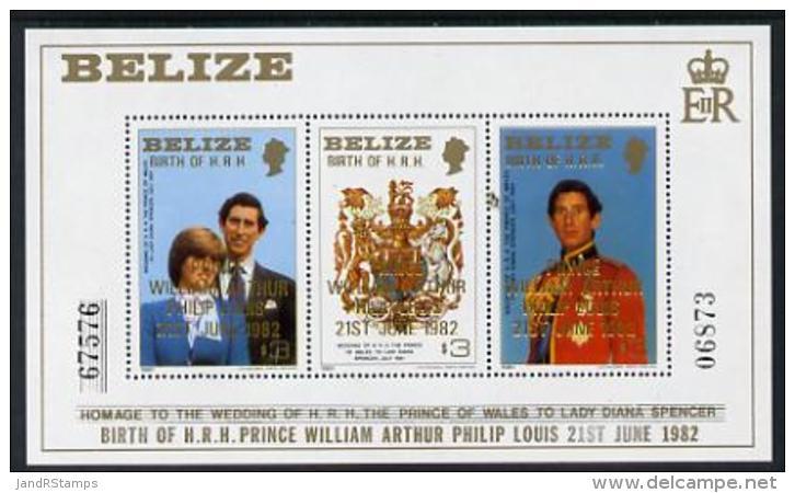 1501 Belize 1982 Birth Of Prince William M/sheet (2nd Series) U/m (royalty William Charles Diana) - Belize (1973-...)