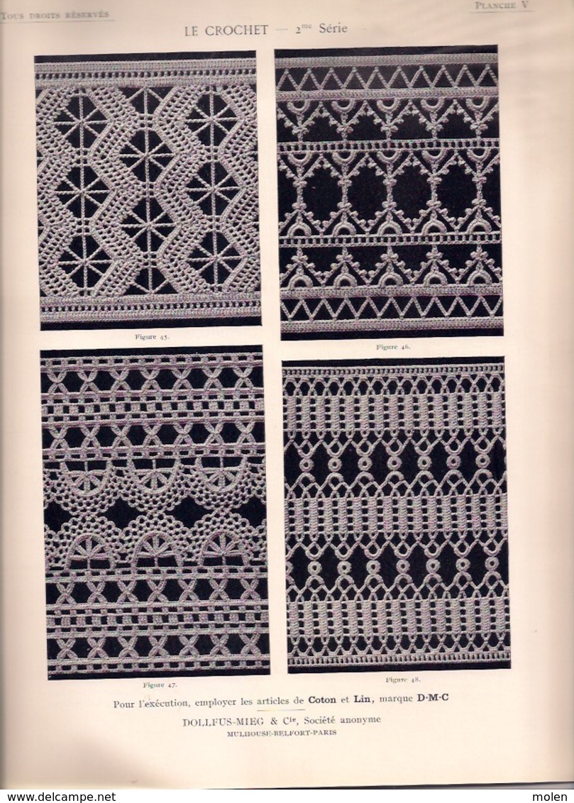 LE CROCHET 2meSérie BIBLIOTHEQUE DMC ca©1900 BRODERIE TRICOT D.M.C. CROSS STITCH KRUISSTEEK DENTELLE HAKEN HAAKWERK Z651