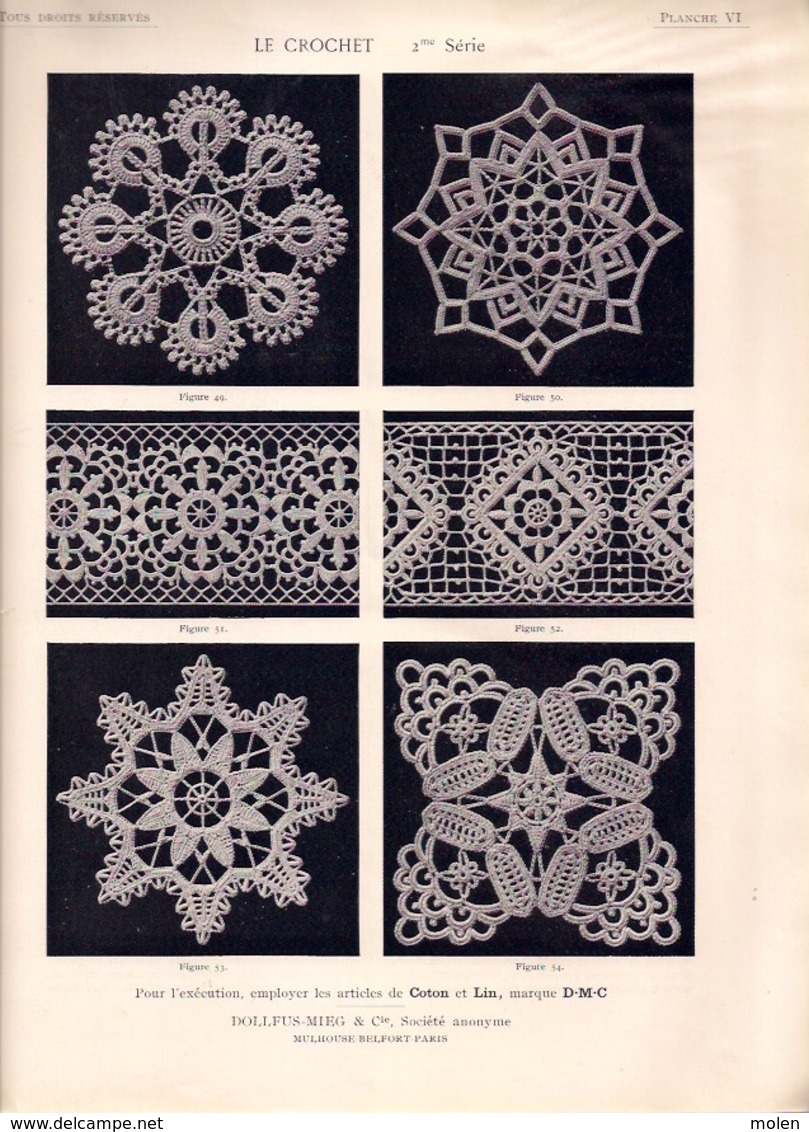 LE CROCHET 2meSérie BIBLIOTHEQUE DMC ca©1900 BRODERIE TRICOT D.M.C. CROSS STITCH KRUISSTEEK DENTELLE HAKEN HAAKWERK Z651