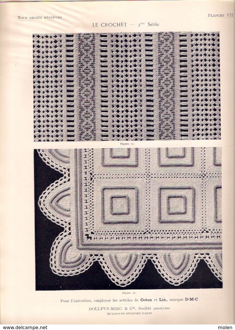 LE CROCHET 2meSérie BIBLIOTHEQUE DMC ca©1900 BRODERIE TRICOT D.M.C. CROSS STITCH KRUISSTEEK DENTELLE HAKEN HAAKWERK Z651