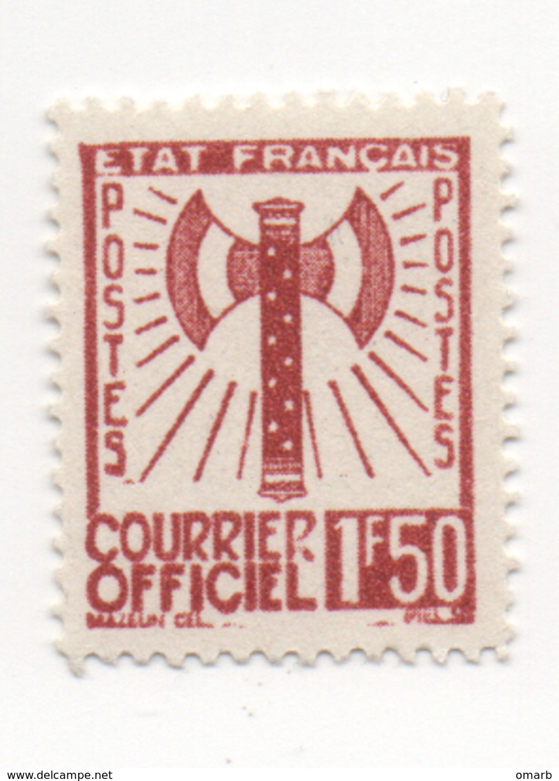 Fra688 Francia Francobollo Servizio "Francisque" | Courrier Officiel N.8 Timbre Service France | 1,50 Francs Brun - 1943 - Mint/Hinged