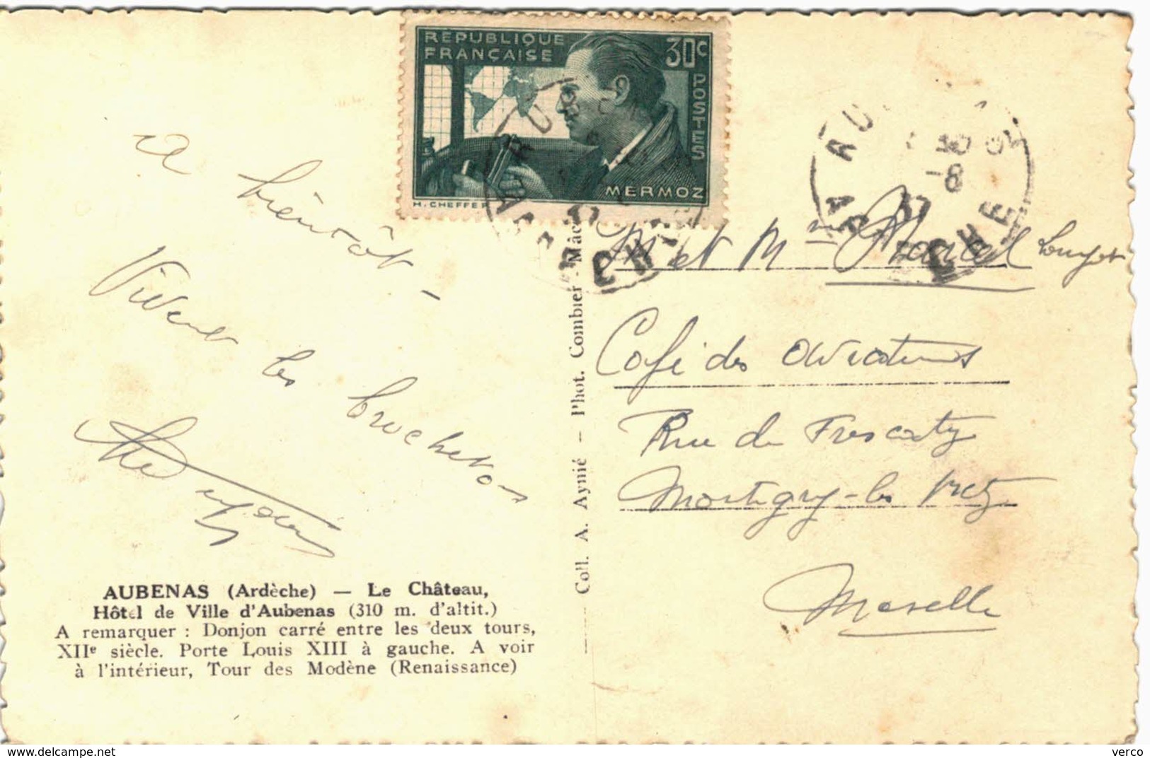 Carte Postale Ancienne De AUBENAS-Hôtel De Ville - Aubenas
