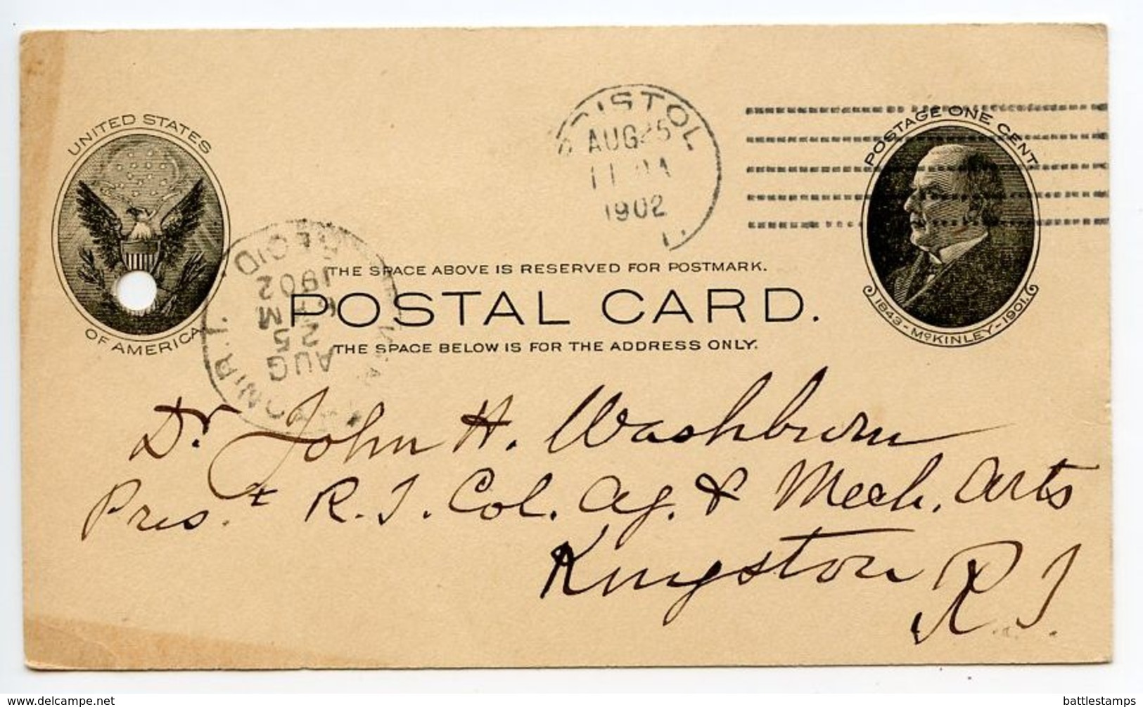 United States 1902 UX18 Postal Card Bristol Rhode Island Doremus Machine Cancel - 1901-20