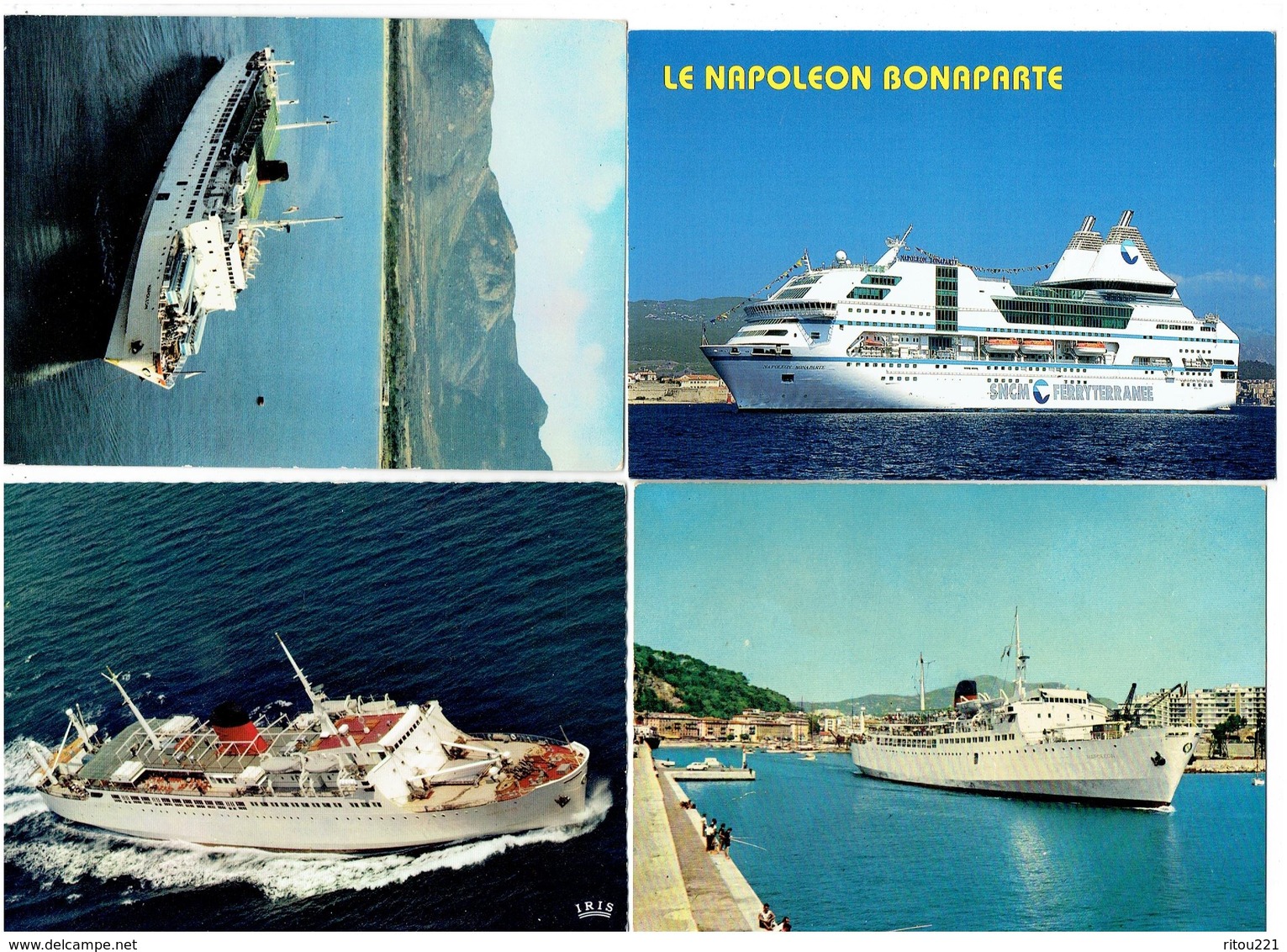 Lot 4 Cpm - Bateau  Paquebot Le NAPOLÉON BONAPARTE - NICE Grue Corse Autobus Ferry SNCM - Dampfer