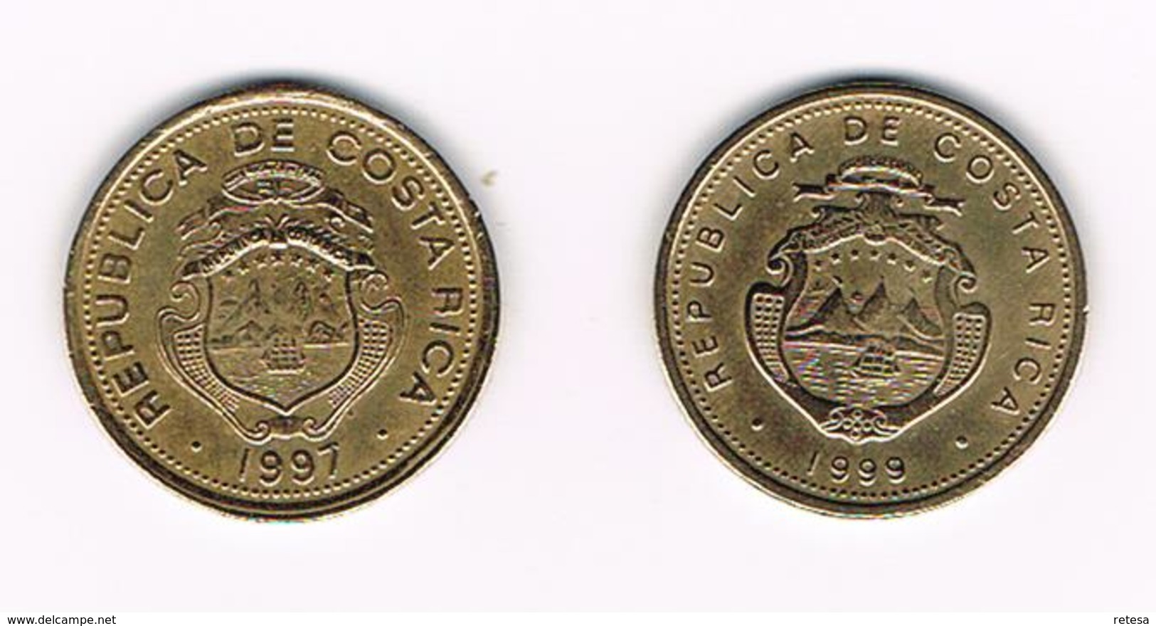 &  COSTA RICA  2 X 5 COLONES  1997/99 - Costa Rica