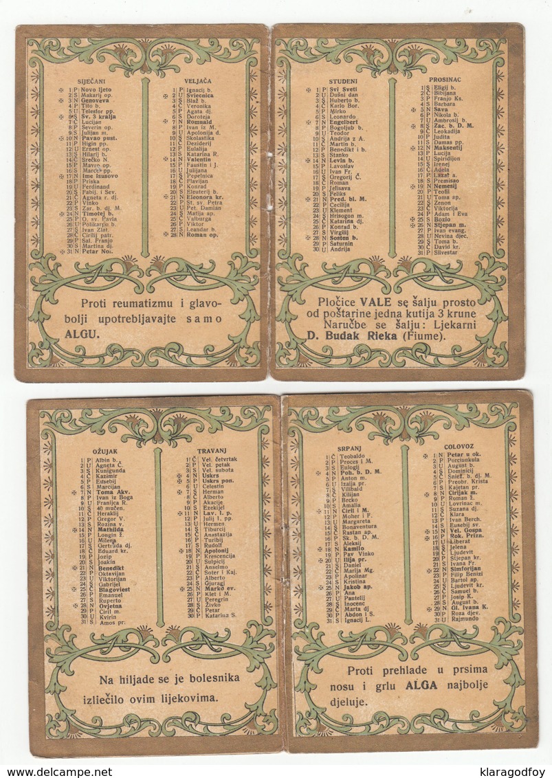 Small Calendar Calendrier 1915 Alga Company Fiume - Rijeka B180702 - Petit Format : 1901-20