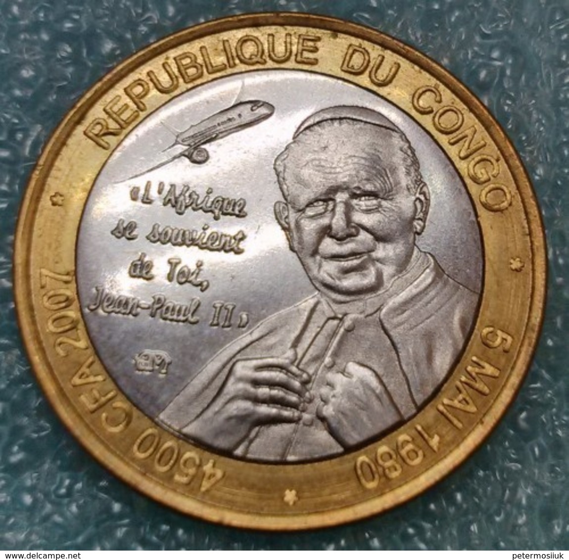 Congo Republic 4500 Francs, 2007   Pope John Paul II -0316 - Congo (Democratische Republiek 1998)