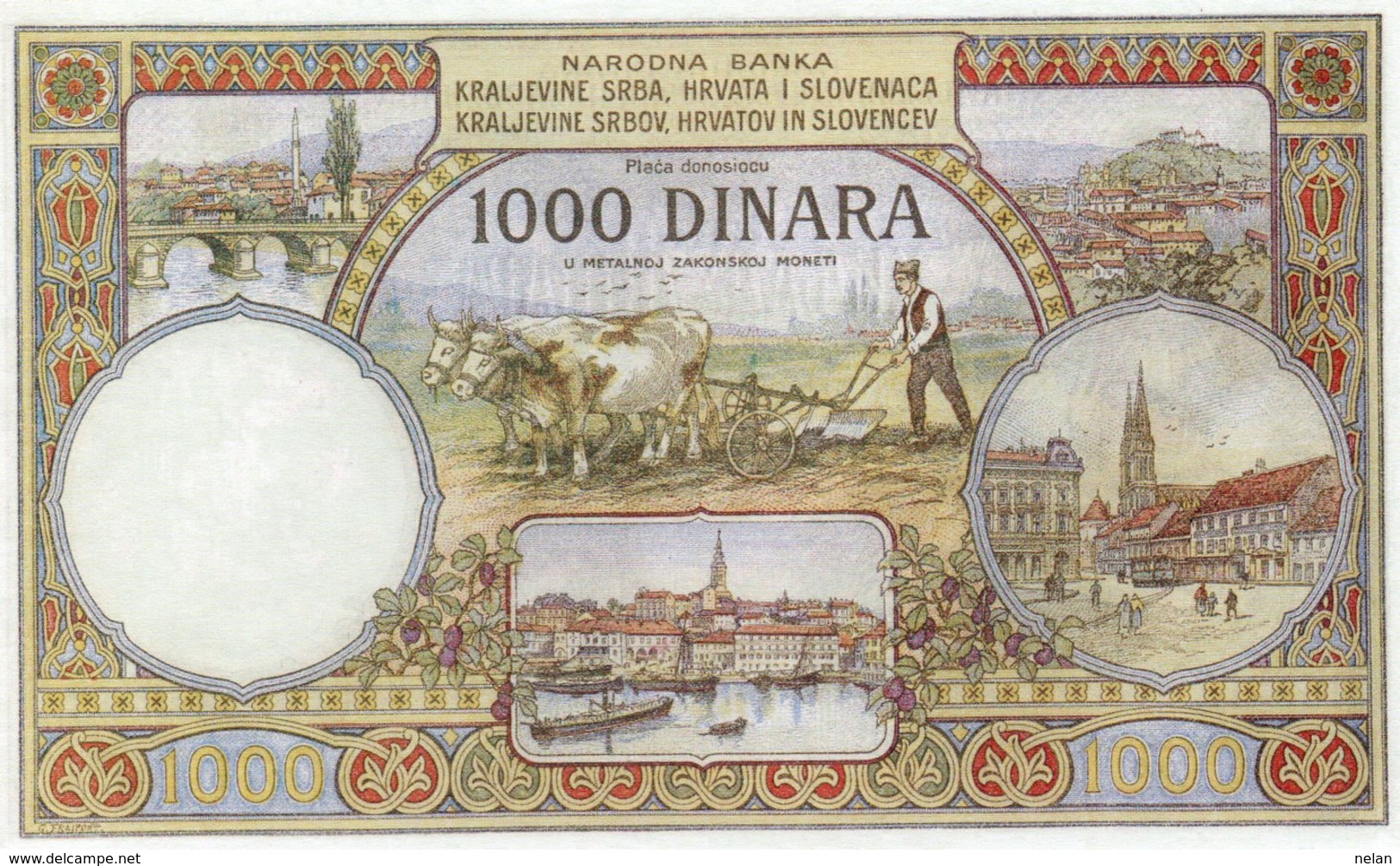 JUGOSLAVIA-YUGOSLAVIA-1000 DINARA 1920 P-23a UNC-COPY-SERIE 0000000 - Jugoslavia