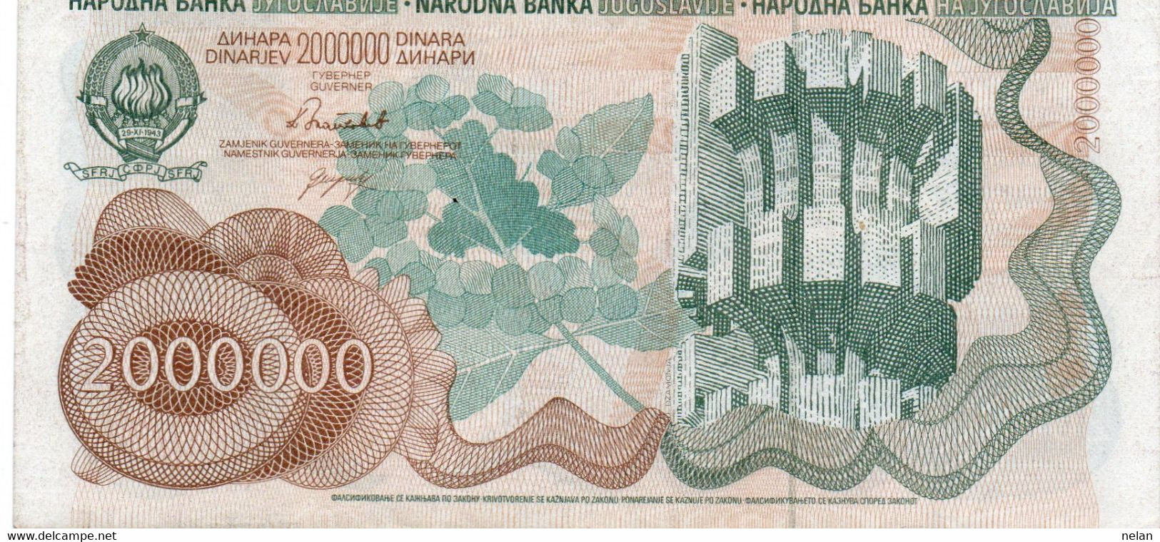 JUGOSLAVIA-YUGOSLAVIA-2000000 DINARA 1989 P-100a Xf - Jugoslavia