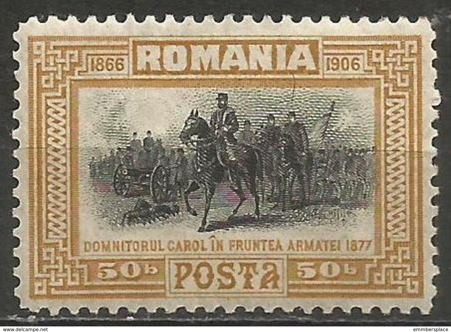 Romania - 1906 Prince Carol And Army 50b MH *   SG 510 - Nuevos