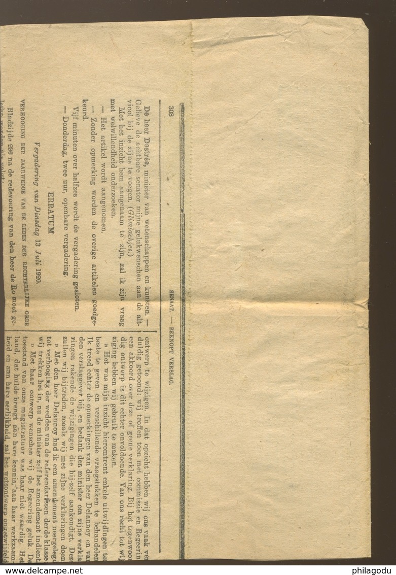 3 Timbres Olympiques De 1920 Sur Bande Bricolées Pour Papiers D'affaire - Briefe U. Dokumente