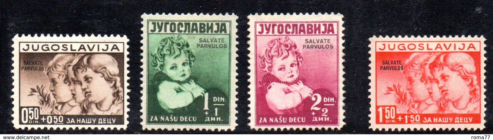 339 490 - YUGOSLAVIA 1938 , SALVATE PARVULOS Serie Unificato N. 317A/D  * - Nuovi