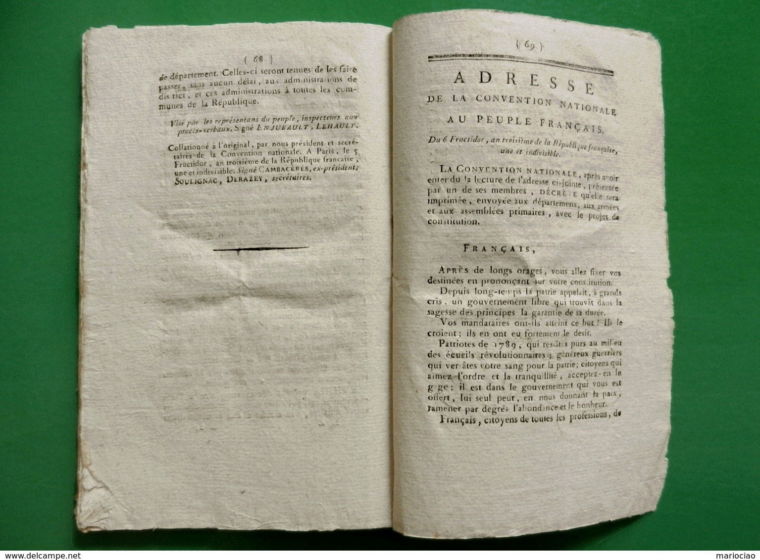 D-FR Révolution 1795 Constitution De La République Française Proposée Au Peuple Français Par La Convention Nationale - Historical Documents