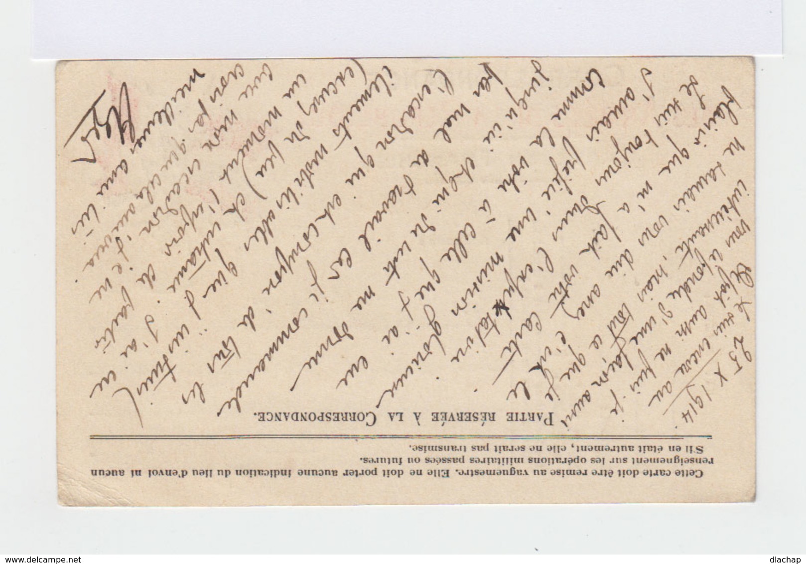 Carte En Franchise  Correspondance Des Armées De La République. 1914. (558) - Lettres & Documents