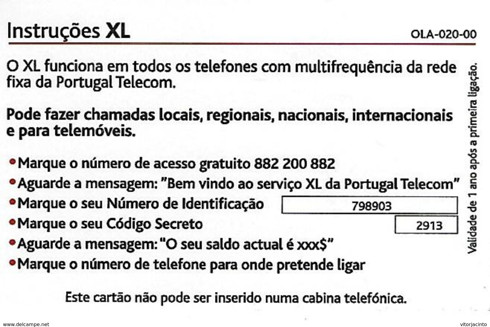 OLÁ XL PT 1500 Prepaid Phonecard - Portugal - Portugal