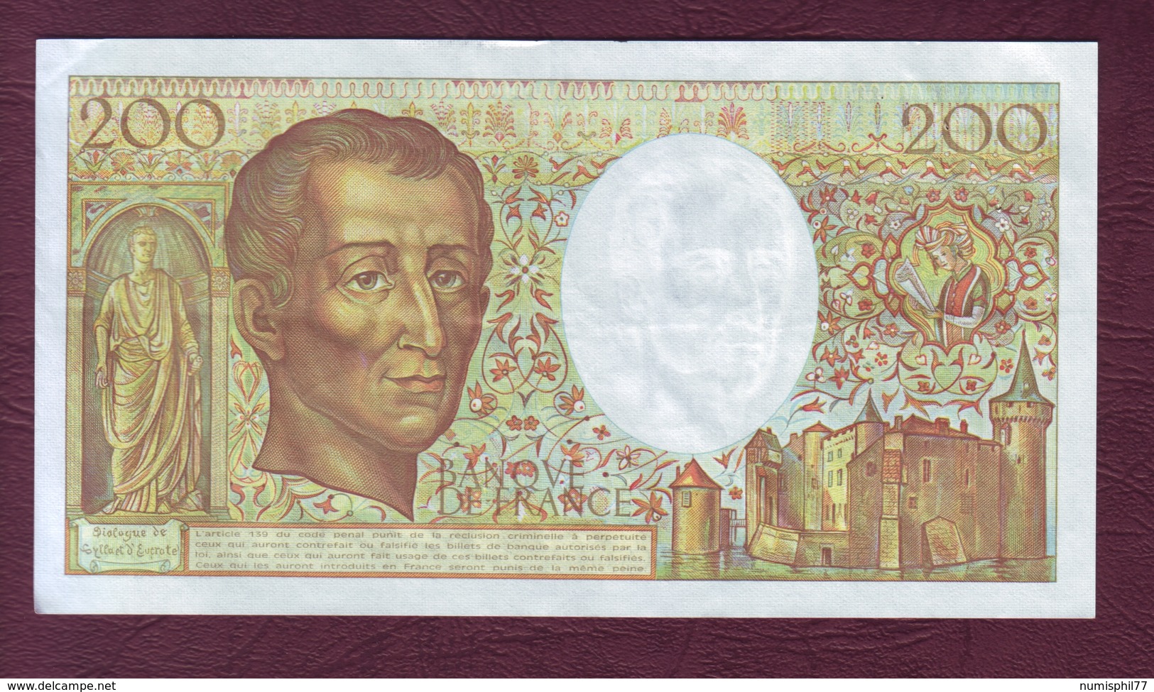 200 FRANCS MONTESQUIEU  Type 1981 - 1991 - - 200 F 1981-1994 ''Montesquieu''