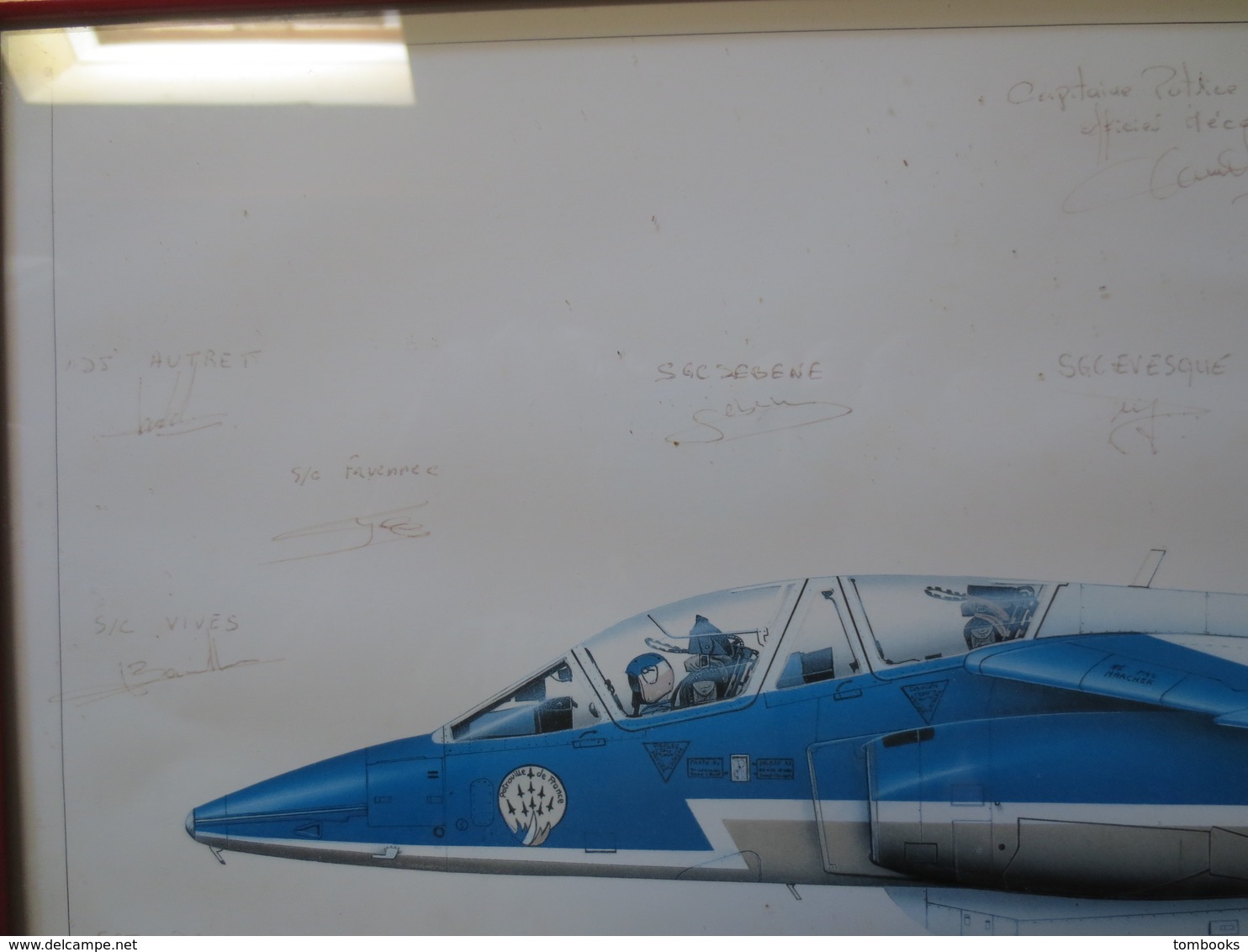 Patrouille de France - lithographie Alpha Jet - Profil - Dédicacé - Meeting - 24 Mai 1990 - Le Havre - G. Beernard - ill