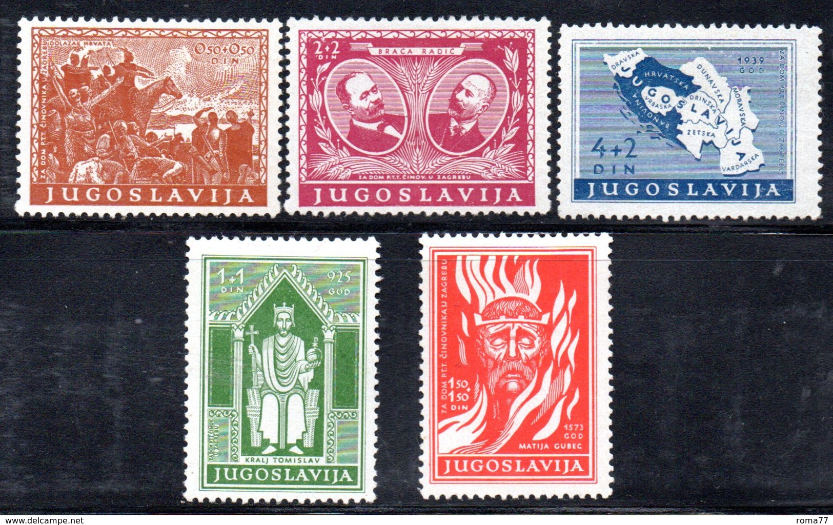 YUG54B - YUGOSLAVIA 1940 , Serie Unificato N. 375/379  * - Usati