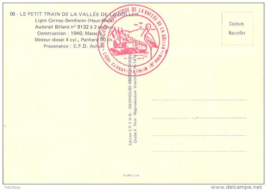 ** Lot De 2 Cartes ** TRAIN - AUTORAIL BILLARD - Ligne FLORAC - STE CECILE D'ANDORGE Et CERNAY - SENTHEIM - CPSM GF - Trains