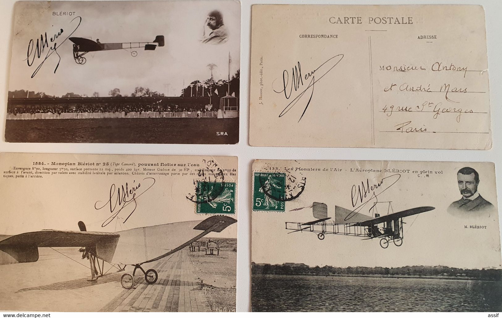 4 Cpa LOUIS BLERIOT (1872 - 1936) AUTOGRAPHE ORIGINAL AUTOGRAPH AVIATION AVIATEUR /FREE SHIPPING REGISTERED - Airmen, Fliers