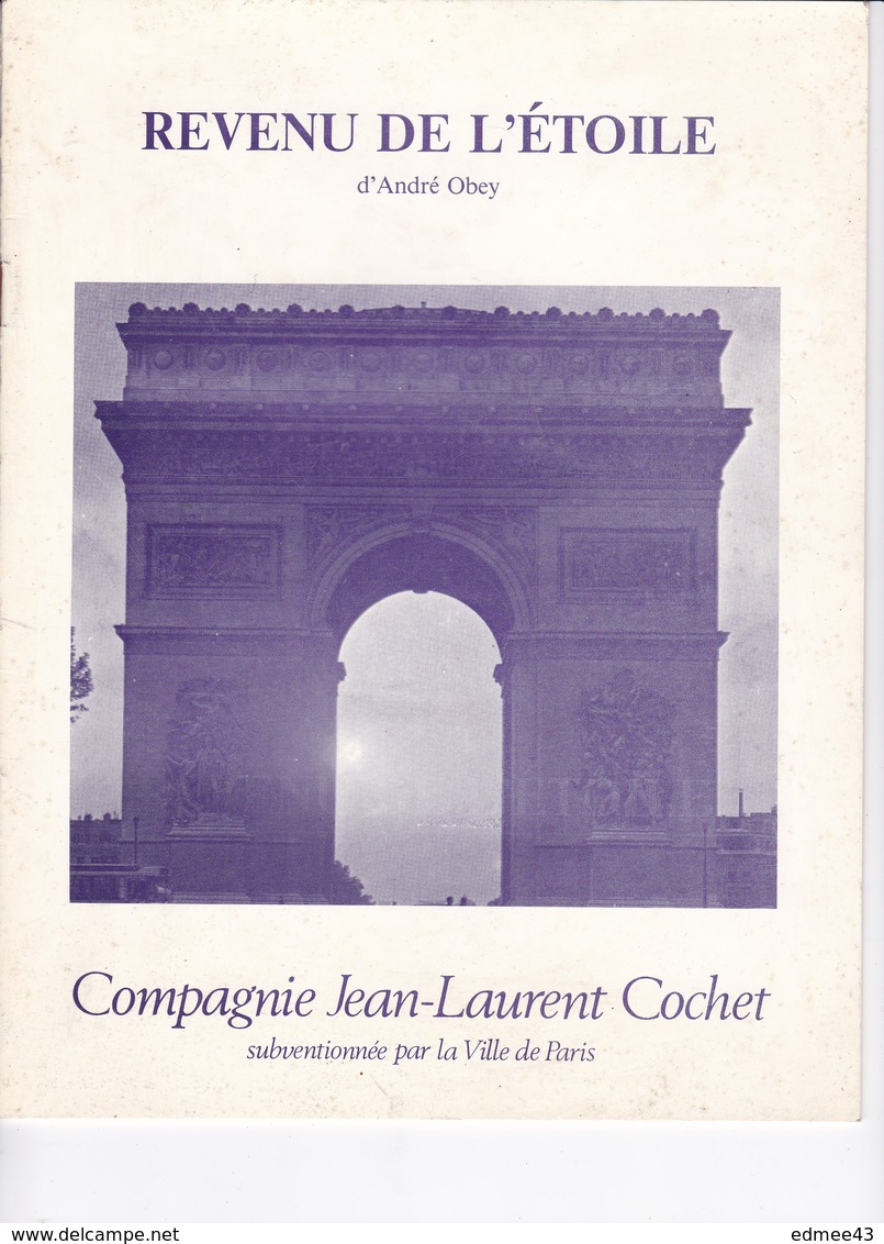 Rare Programme Théâtre Hébertot (Paris), 1984, Revenu De L'Etoile, D'André Obey - Théâtre & Déguisements