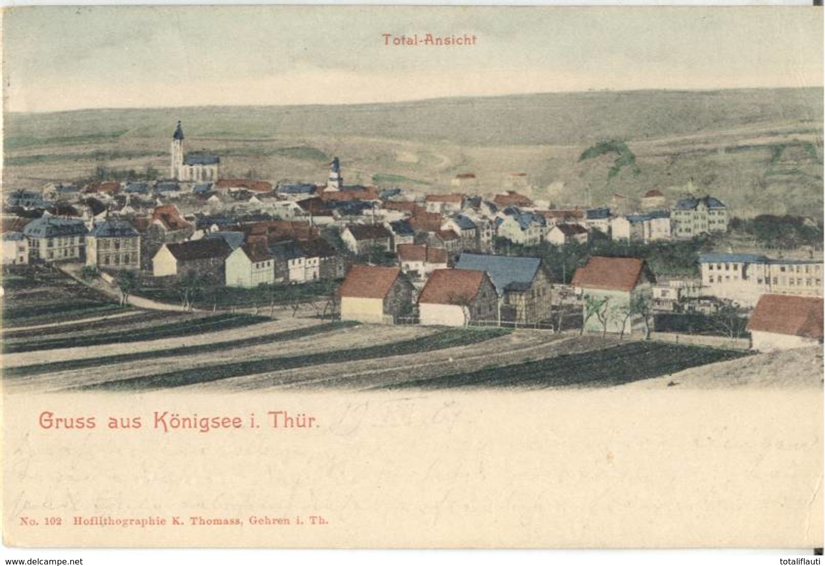 Gruss Aus Königsee In Thüringen Color Litho Total Ansicht Vogelschau 19.7.1907 Gelaufen - Rudolstadt