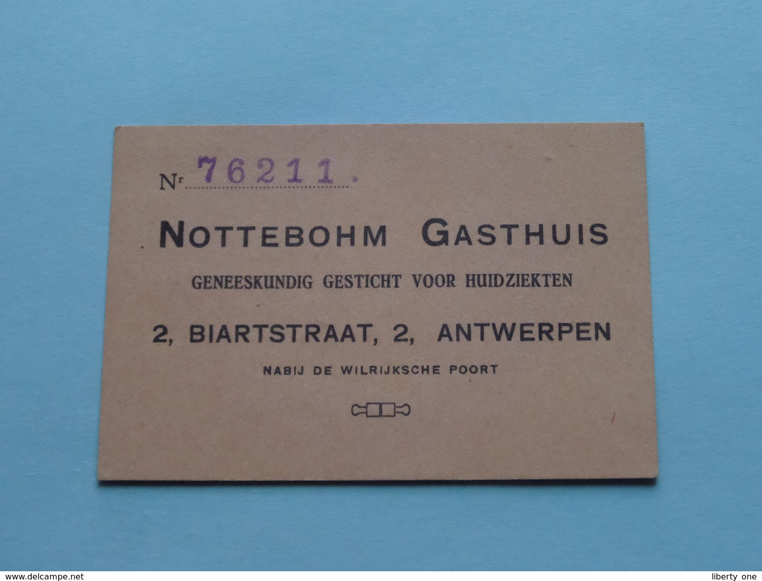 NOTTEBOHM GASTHUIS ( 2 Biartstraat ANTWERPEN ) Geneeskundig Gesticht Voor Huidziekten - Nr. 76211 ( Zie Foto's ) ! - Cartes De Visite