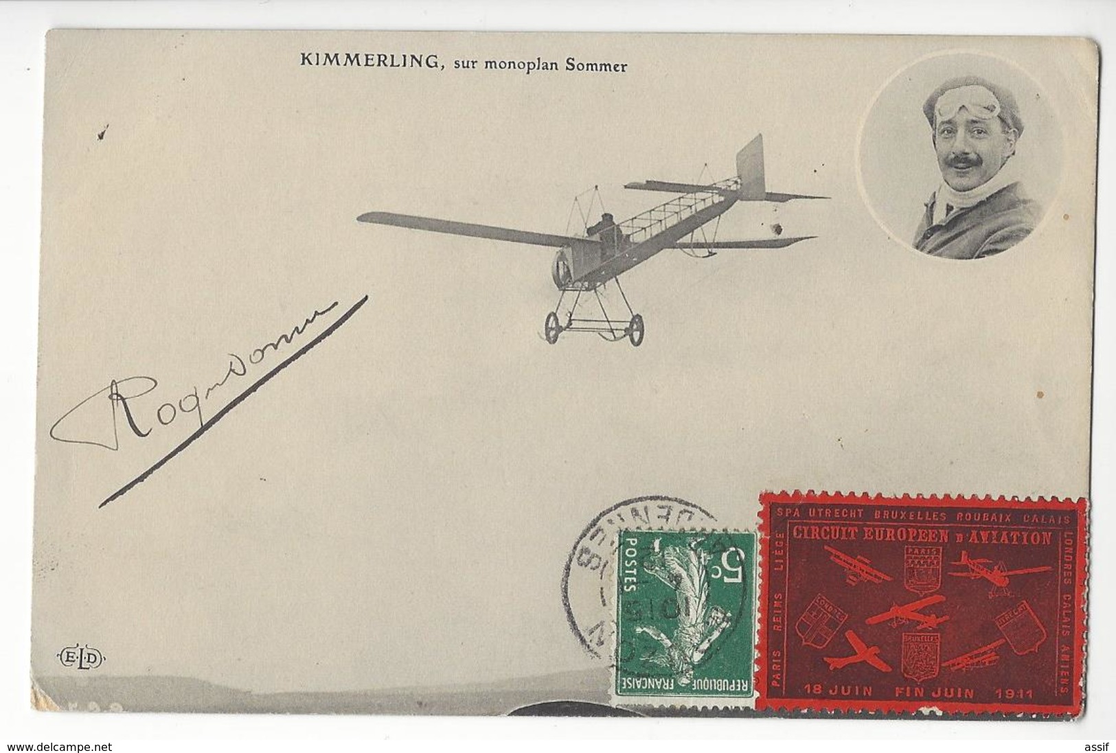 ROGER SOMMER (1877 - 1965) AUTOGRAPHE ORIGINAL AUTOGRAPH AVIATION AVIATEUR ELD + VIGNETTE /FREE SHIPPING REGISTERED - Airmen, Fliers