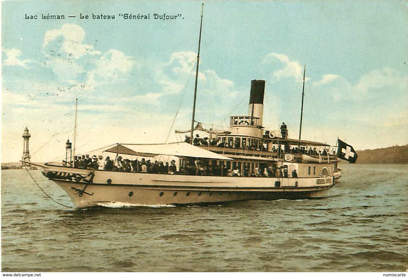 Cpa LAC LEMAN - Le Bateau Général Dufour ( Rade De Genève, Phare Des Pâquis ) - Genève