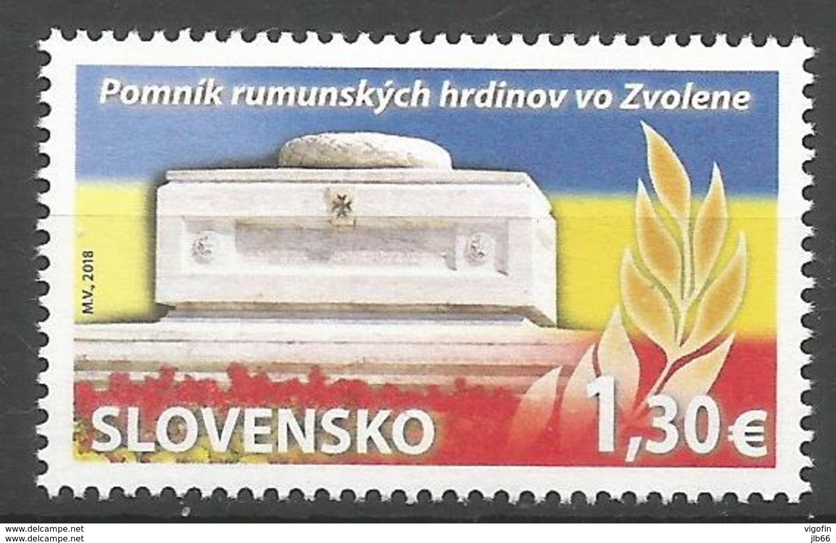 Emission Commune 2018 Slovaquie Avec Roumanie : Le Cimetière Armée Royale Roumaine De Svolen - Unused Stamps