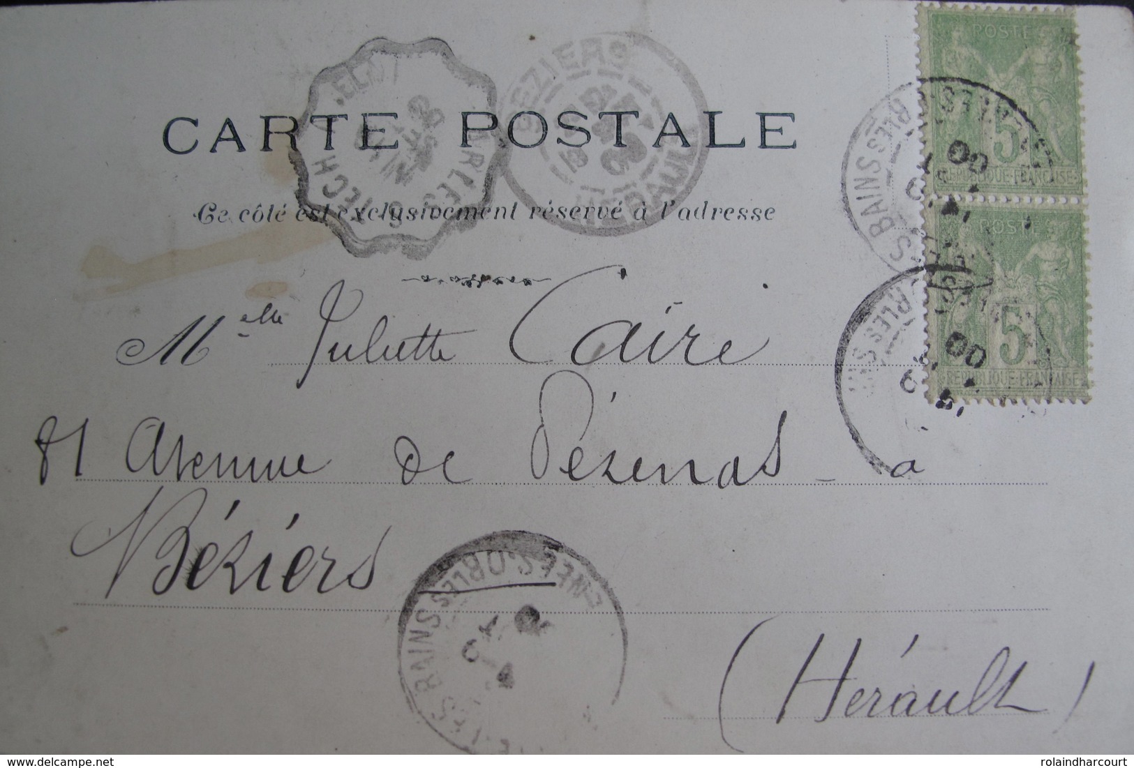 Lot 1760 - SAGE TYPE I (PAIRE) N°102 (CPA) - AMELIE LES BAINS > BEZIERS - 1876-1878 Sage (Type I)