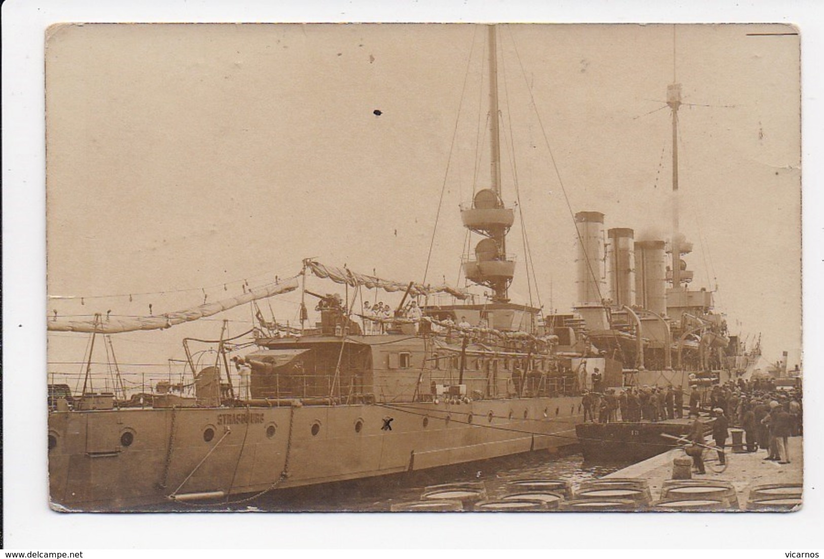 CARTE PHOTO Croiseur "Strasbourg" Cette 1923 - Krieg