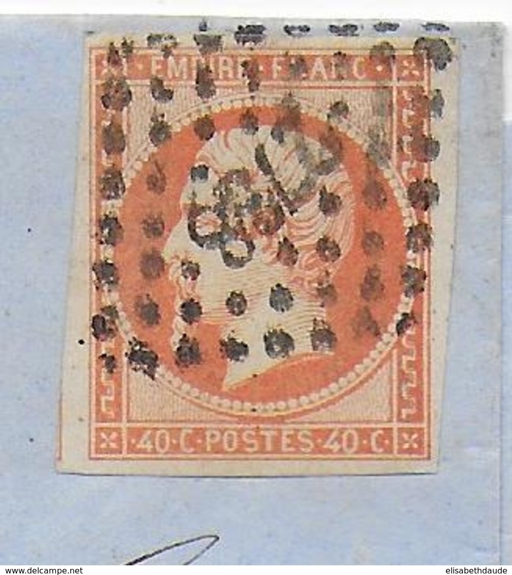 1860 - SUPERBE TEINTE 40c EMPIRE Sur LETTRE De ROUEN => ANGERS - 1853-1860 Napoleon III