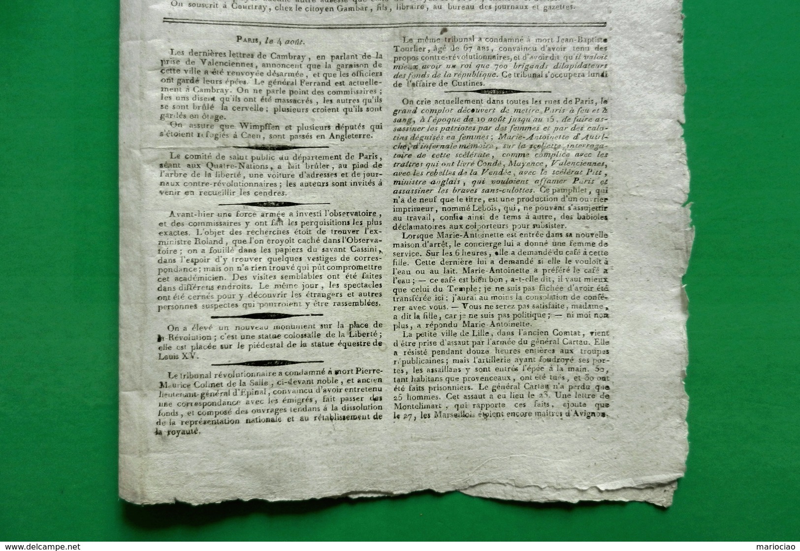 D-FR Révolution 1793 Marie-Antoinette Chronique De Sa Captivité Courrier Universel - Historical Documents