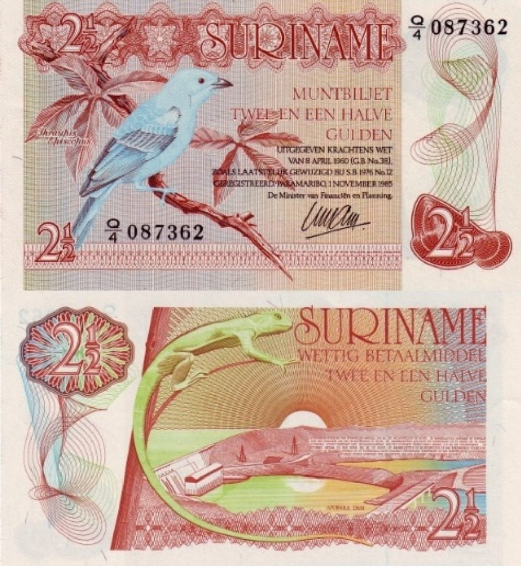 SURINAM SURINAME 2 1/2 GULDEN 1960 / 1985 P 119 BIRD UNC - Surinam