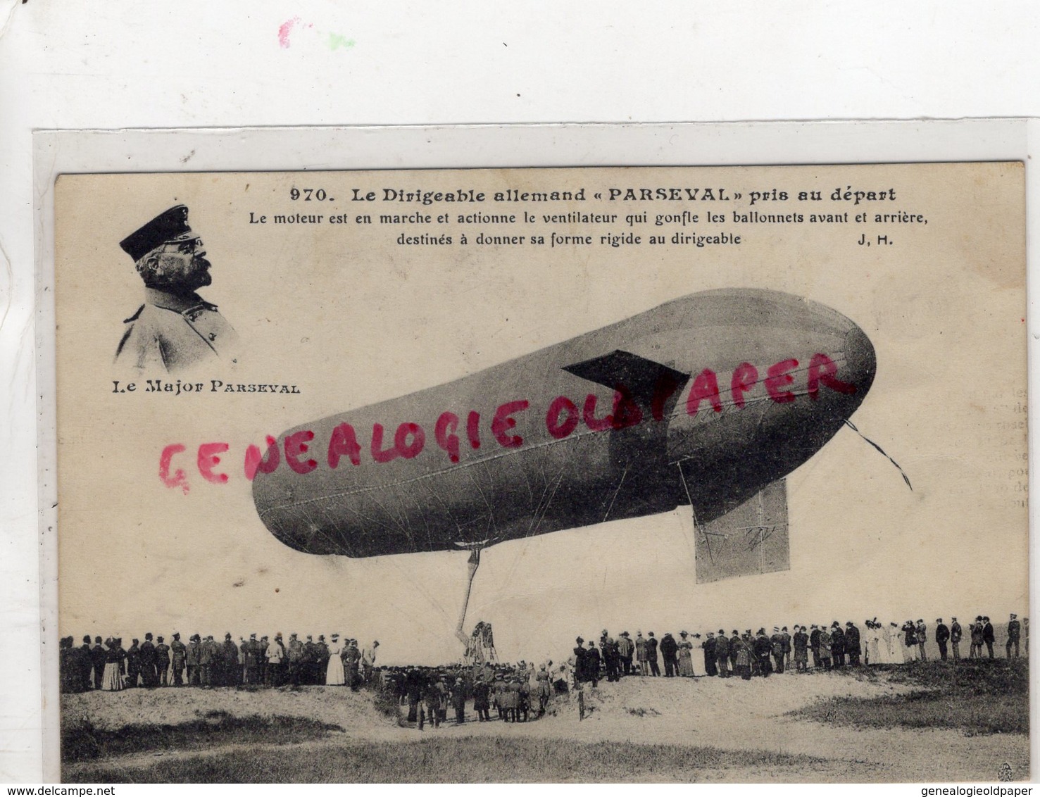 MILITARIA - GUERRE 1914-1918- LE DIRIGEABLE ALLEMAND PARSEVAL PRIS AU DEPART - AVIATION BALLON - War 1914-18