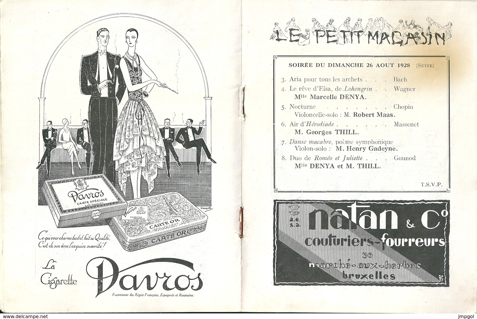 Programme Kursaal Casino Ostende 26 Et 27 Aôut 1928 Georges Thill, Marcelle Denya, Renée Destanges - Programmes