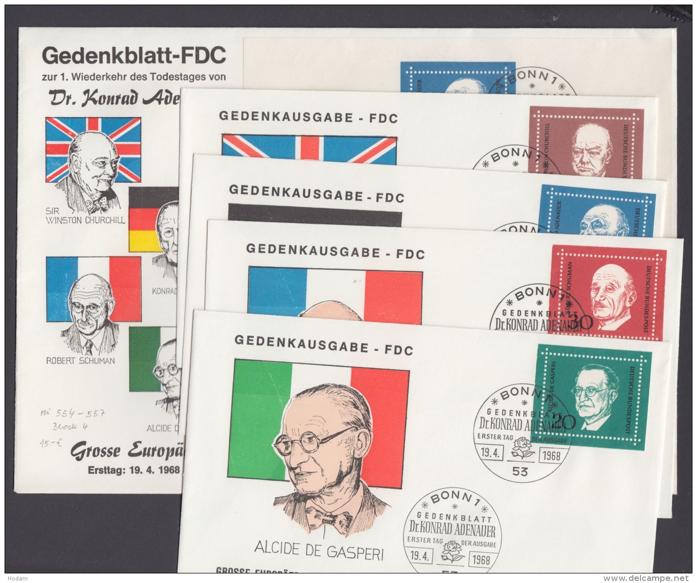 Mi-Nr. Block 4 , 554/7. "Adenauer"- Block, 1968, Block-FDC Und Alle Einzelwerte Auf FDC Mit Pass. ESst. - Sonstige & Ohne Zuordnung