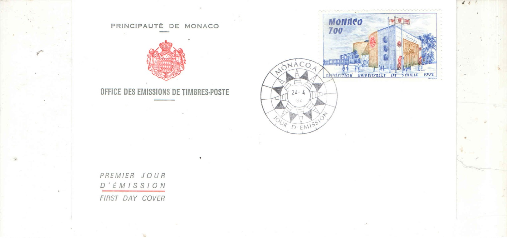 Monaco FDC 1992 Expo Seville   Scott.1820+ See Scan On Album 1; - FDC