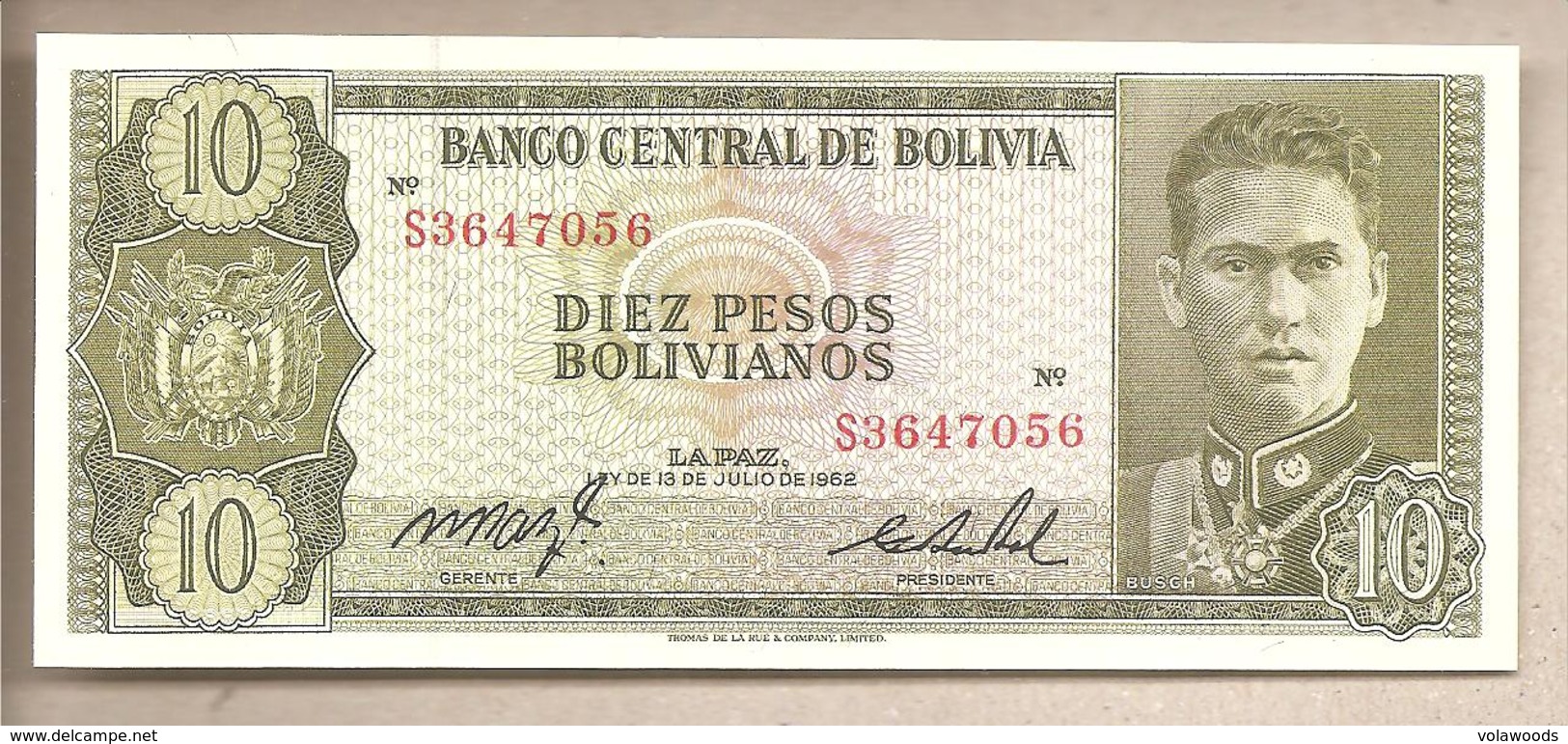 Bolivia - Banconota Non Circolata FdS Da 10 Pesos P-154a.17 - 1962 - Bolivia