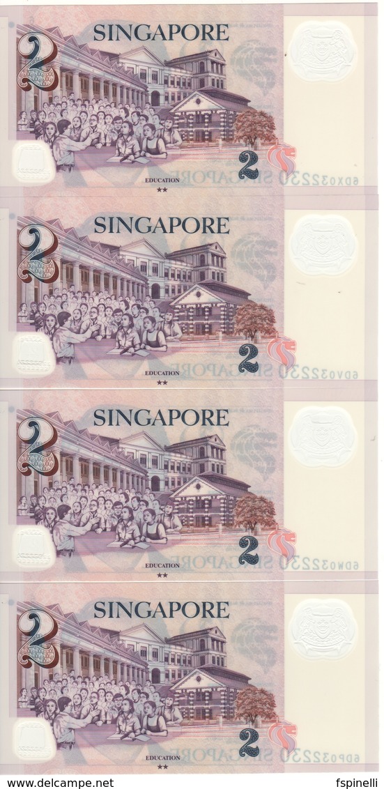 SINGAPORE  8 X 2 $ Notes With Identical Serial Nr. But Different Letter Code (scarce)  2 Stars At Back UNC - Singapour