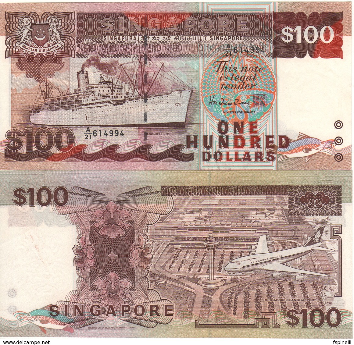 SINGAPORE  $100  ( SHIP Serie )    P23c      UNC - Singapour